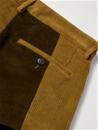 Baracuta - Noah Wide-Leg Patchwork Cotton-Corduroy Pleated Trousers - Brown