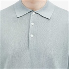 Beams Plus Men's 12g Knit Long Sleeve Polo Shirt in Ice Blue