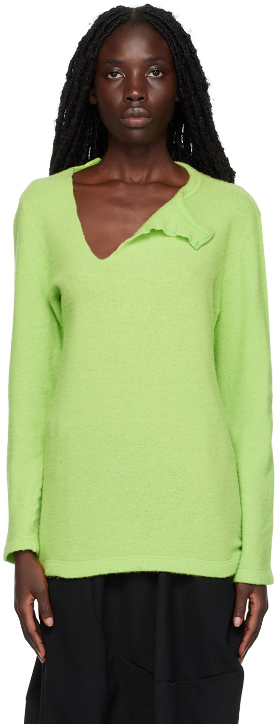 Photo: Comme des Garçons Homme Plus Green Cutout Sweater
