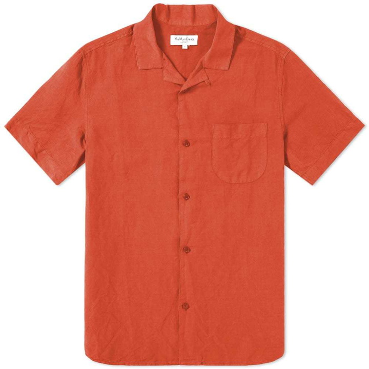 Photo: YMC Short Sleeve Malick Garment Dyed Cotton Shirt Orange