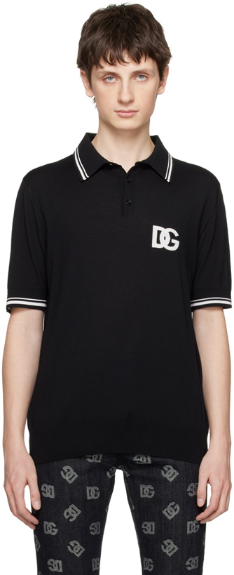 Photo: Dolce & Gabbana Black Semi-Sheer Polo