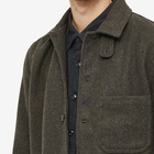 Universal Works Men's Melton Wool Bakers Chore Jacket in Olive