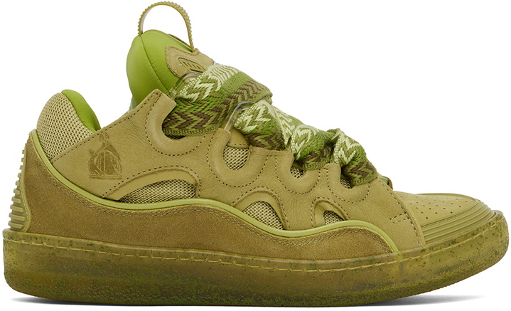 Photo: Lanvin Green Leather Curb Sneakers