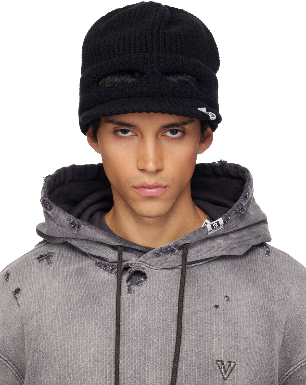 Maison MIHARA YASUHIRO Black Crushed Detail Cap Maison MIHARA YASUHIRO