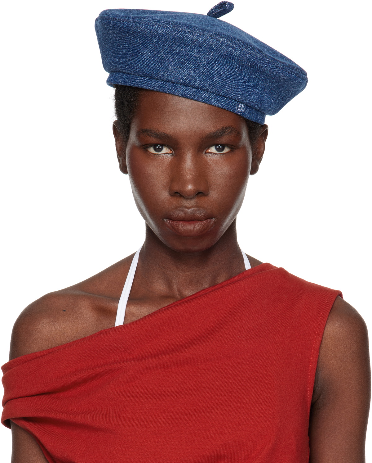 Ruslan Baginskiy Blue Logo-Embroidered Denim Beret Ruslan 