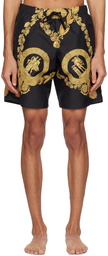 Versace Underwear Black Maschera Baroque Swim Shorts