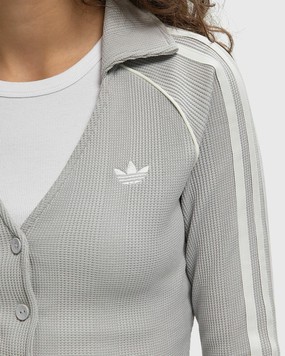 Adidas BUTTON DOWN TOP Grey Womens Longsleefe