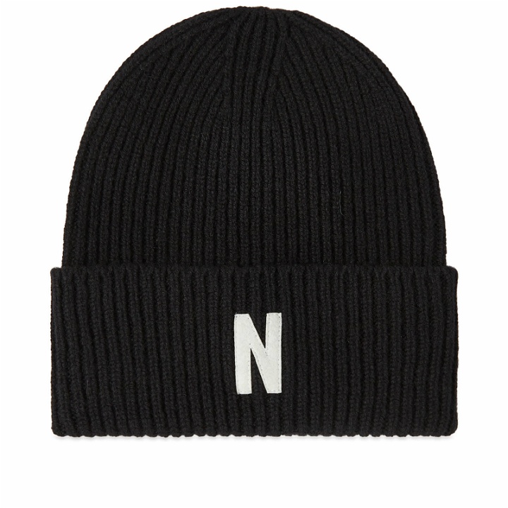 Photo: Norse Projects Men's N Logo Beanie in Black