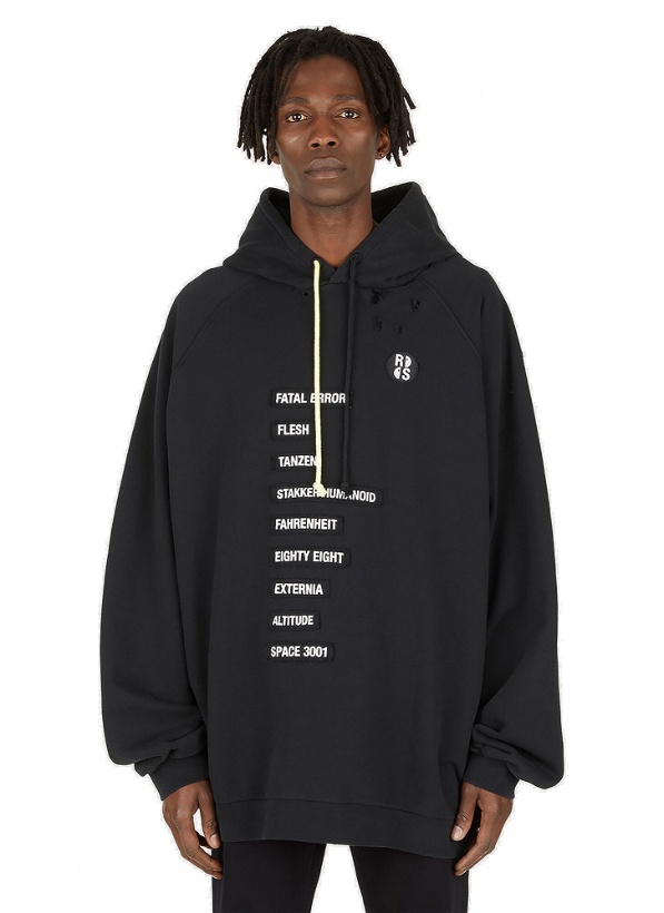 Photo: Big Fit Patched Text Hooded Sweatshirt in Black
