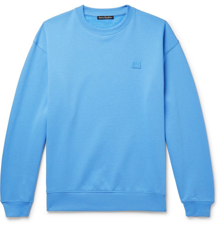 Photo: Acne Studios - Forba Logo-Appliquéd Loopback Cotton-Jersey Sweatshirt - Men - Light blue