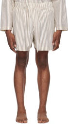 Tekla Brown & Off-White Drawstring Pyjama Shorts