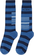 Marni Blue Contrast Stripes Socks