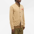 Comme des Garçons Play Men's Invader Heart V-Neck Cardigan in Camel