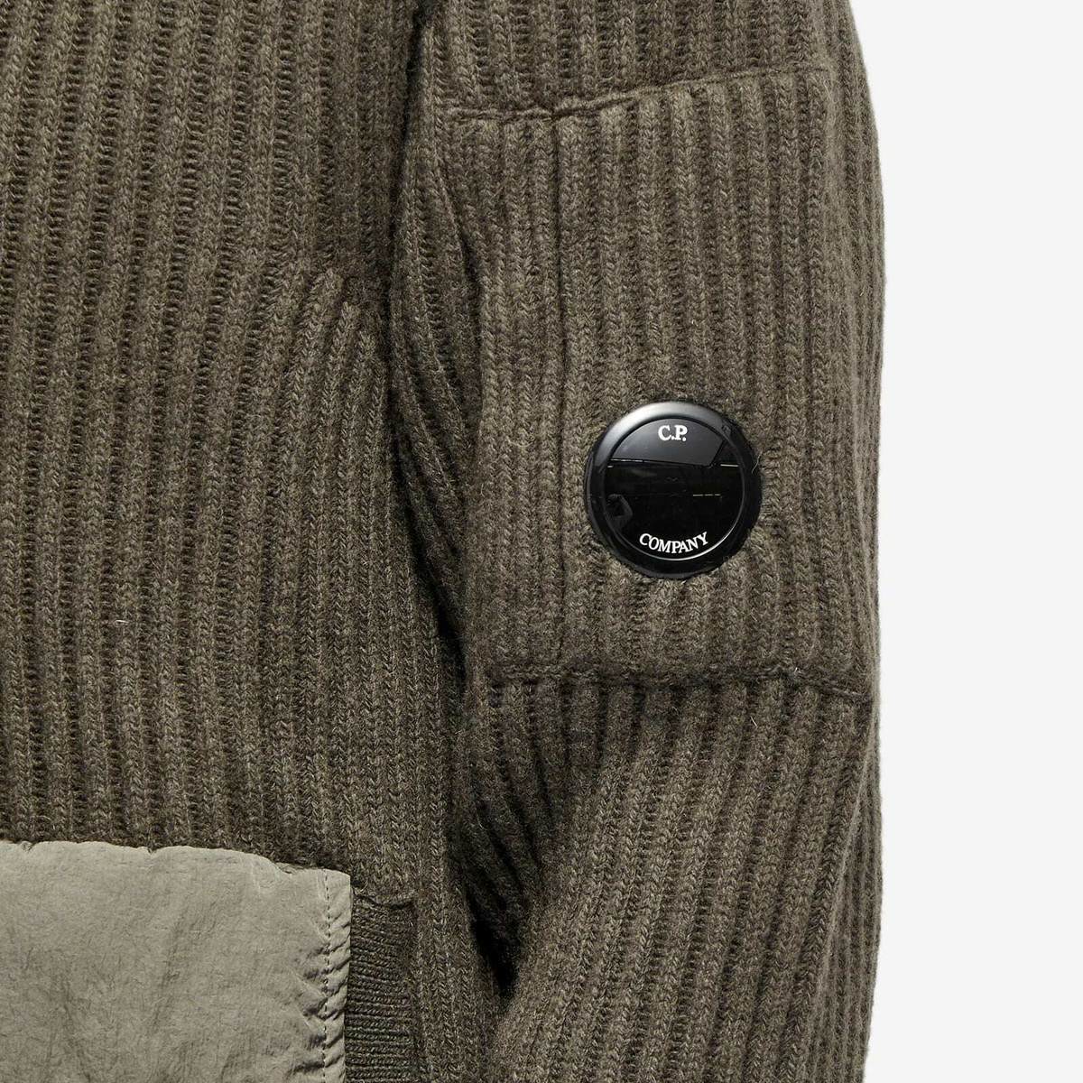C.P. Company Men's Lambswool Mixed Zip in Olive Night C.P.
