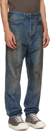 Rick Owens DRKSHDW Blue Temple Collapse Long Jeans