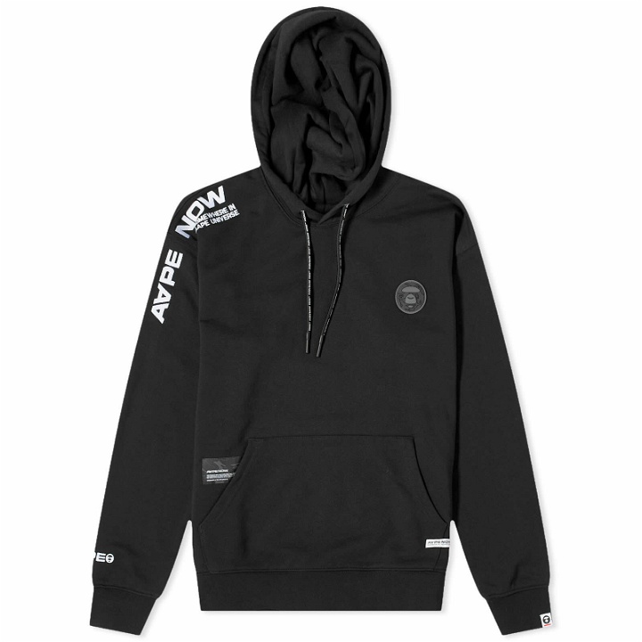 Photo: Men's AAPE Camo Silicone Badge Hoodie in Black