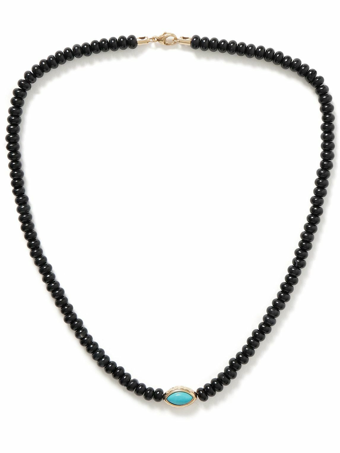 Luis Morais - Eye of the Idol Gold, Onyx and Turquoise Beaded Necklace