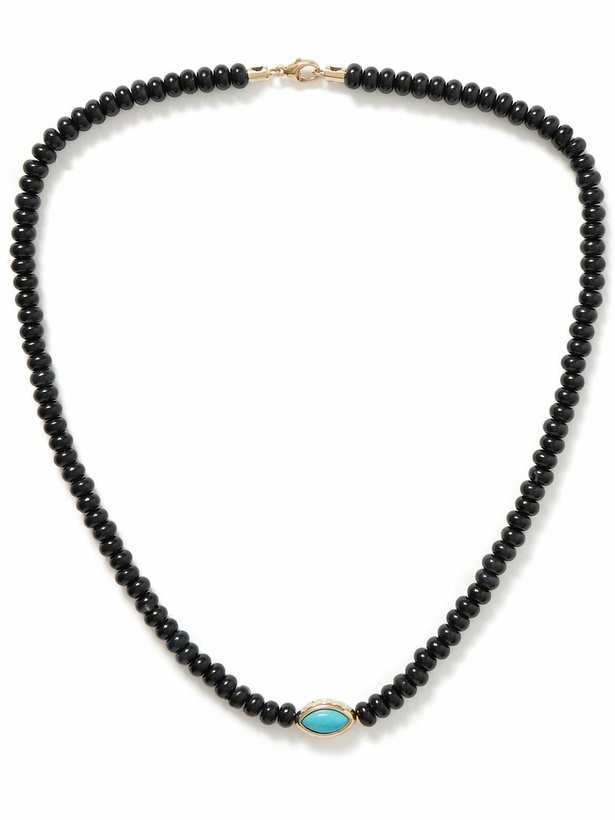 Photo: Luis Morais - Eye of the Idol Gold, Onyx and Turquoise Beaded Necklace