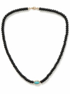 Luis Morais - Eye of the Idol Gold, Onyx and Turquoise Beaded Necklace