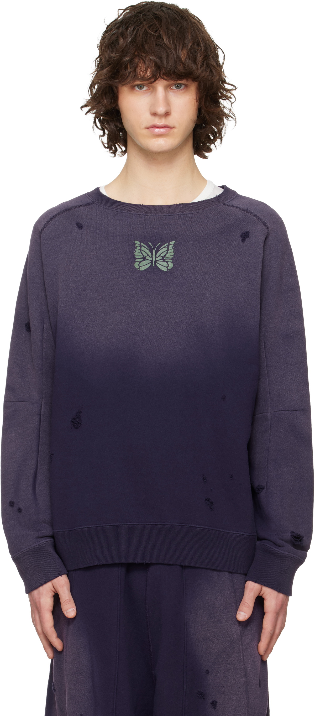 NEEDLES Purple Track Crew Neck Sweatshirt Needles