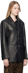 lesugiatelier Black Paneled Faux-Leather Jacket