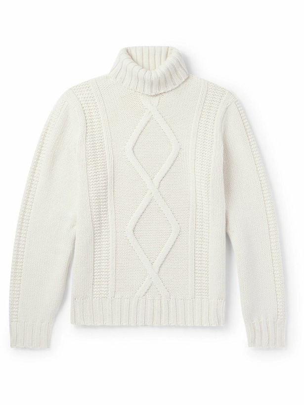 Photo: Brunello Cucinelli - Cable-Knit Cashmere Rollneck Sweater - White