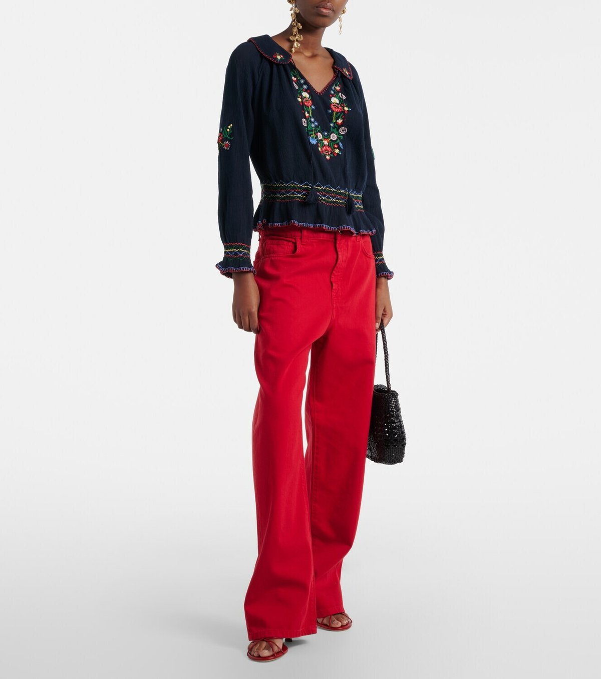 Rixo Sofira embroidered cotton top