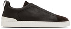 ZEGNA Brown Triple Stitch Sneakers