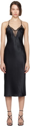 Fleur du Mal Black Buckle T-Strap Midi Dress