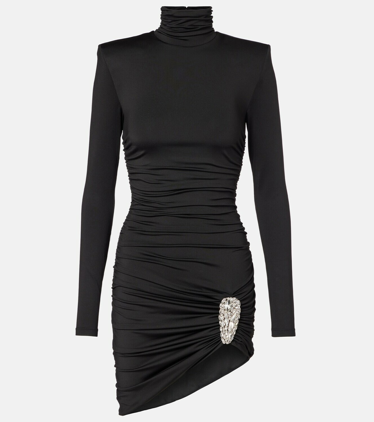 Area Embellished ruched jersey minidress
