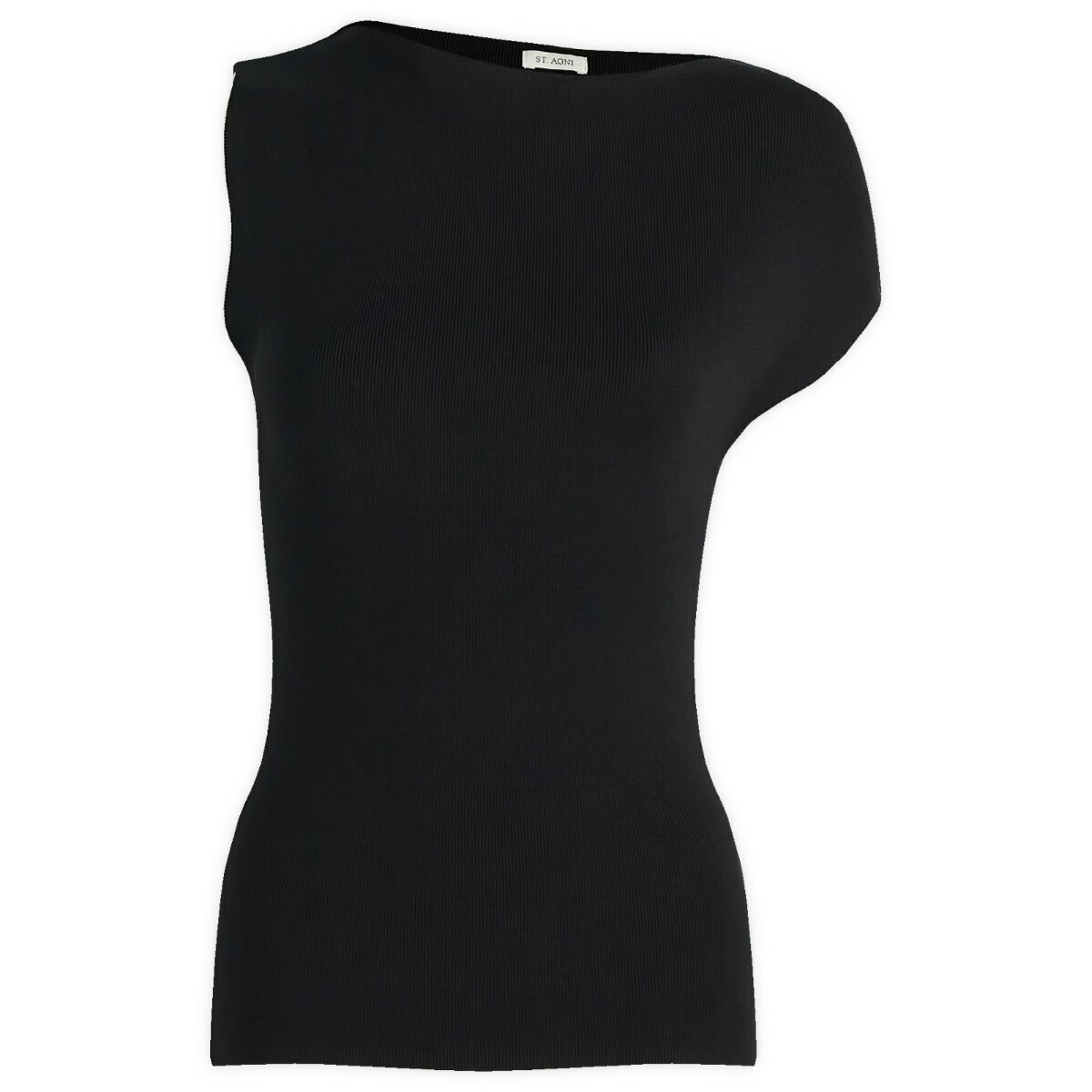ST. Agni Women's Asymmetric Knit Top in Black