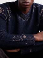 Maison Margiela - Acid-Effect Bouclé-Jacquard Cotton-Blend Sweater - Blue