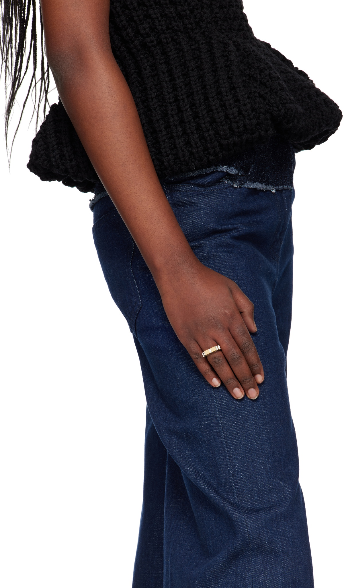 Rainbow K Gold Bold Line Pavé Ring