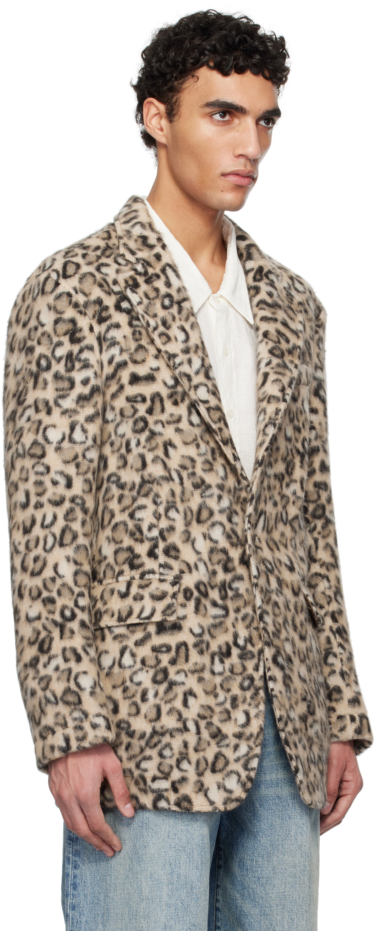 R13 Brown Oversized Ragged Blazer