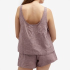 Deiji Studios Women's Open Linen Short Set in Musk Check