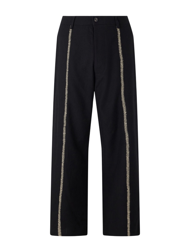 Photo: Kartik Research - Sultan Straight-Leg Embroidered Wool Trousers - Black