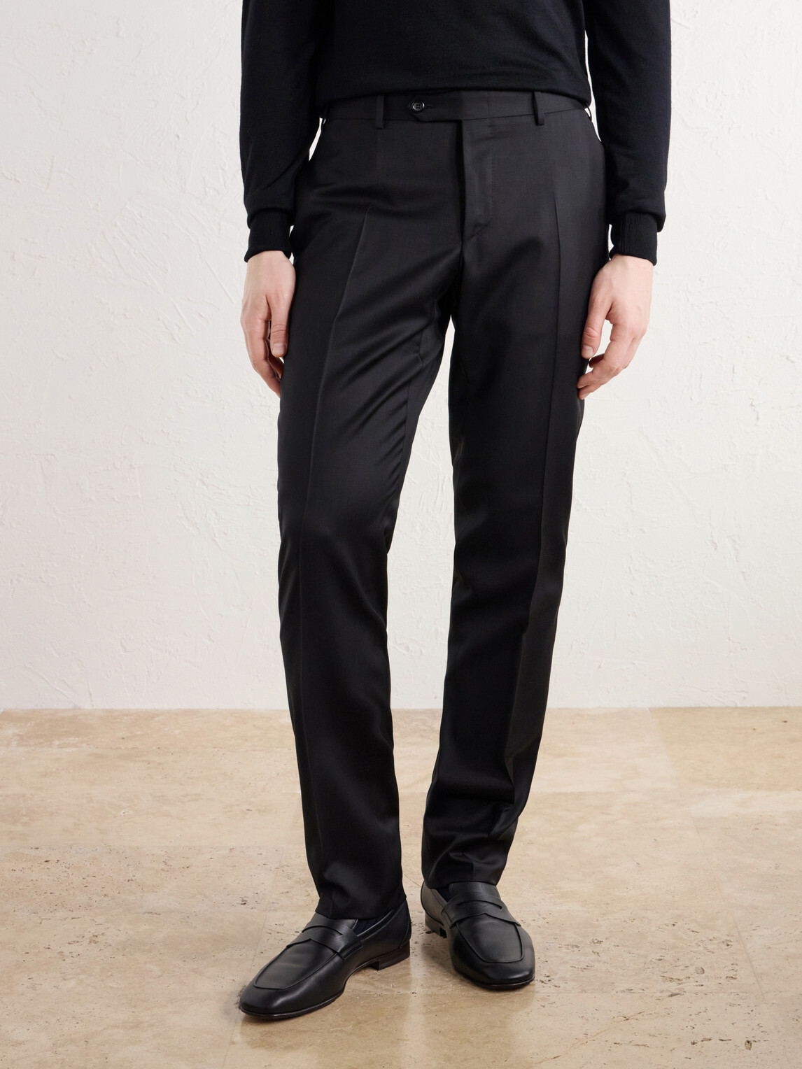 Canali - Slim-Fit Tapered Wool-Twill Suit Trousers - Black