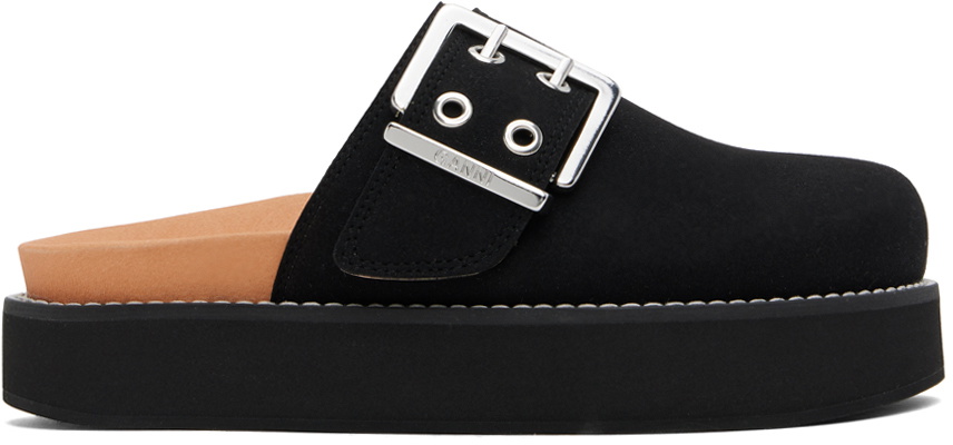 GANNI Black Feminine Buckle Mules GANNI