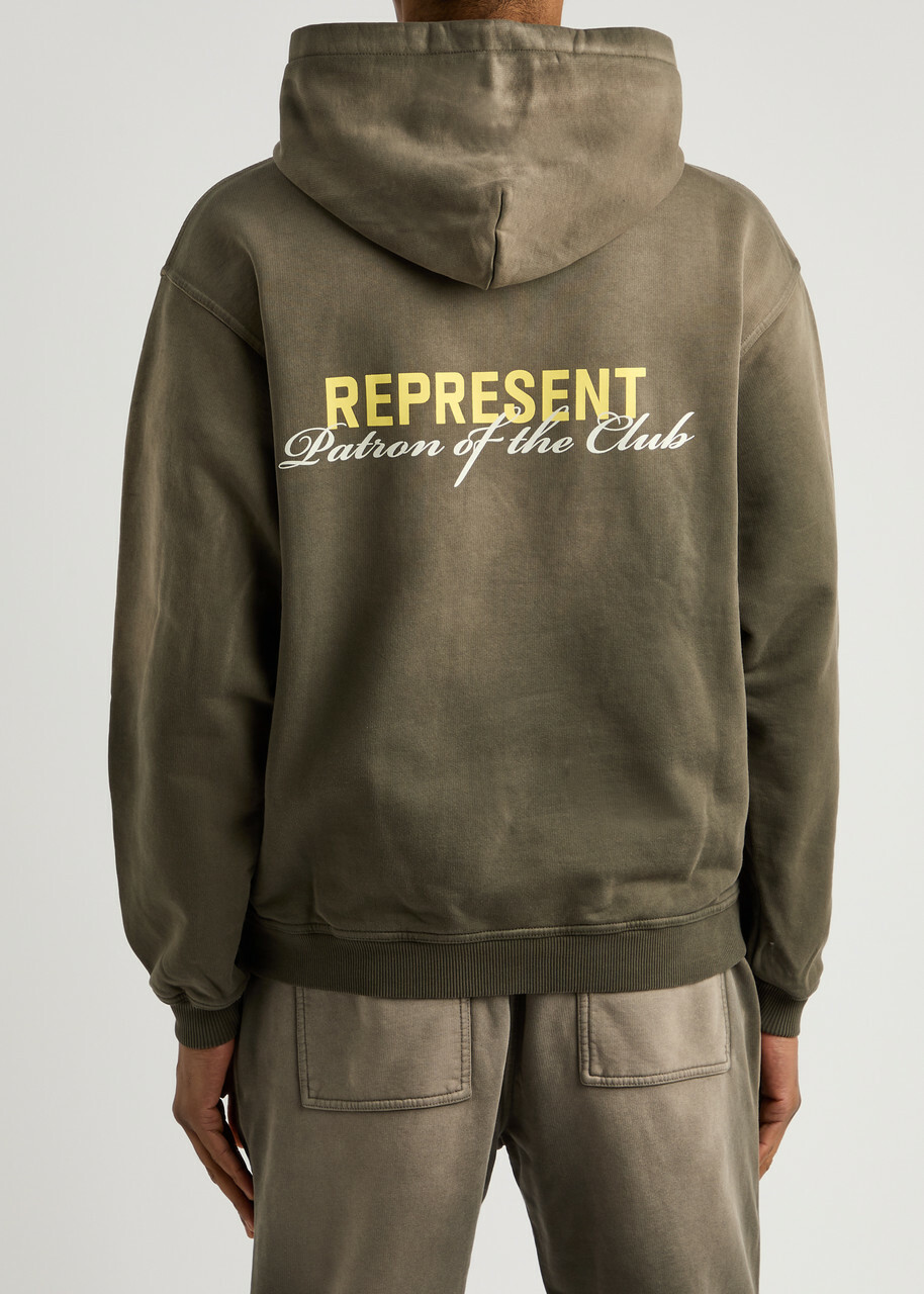 Represent Patron Of The Club Hooded Cotton Sweatshirt Olive Represent