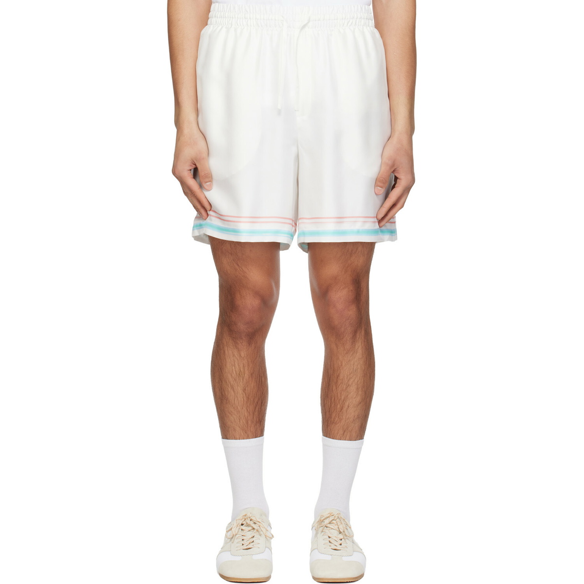Casablanca White Dance Joy Silk Shorts