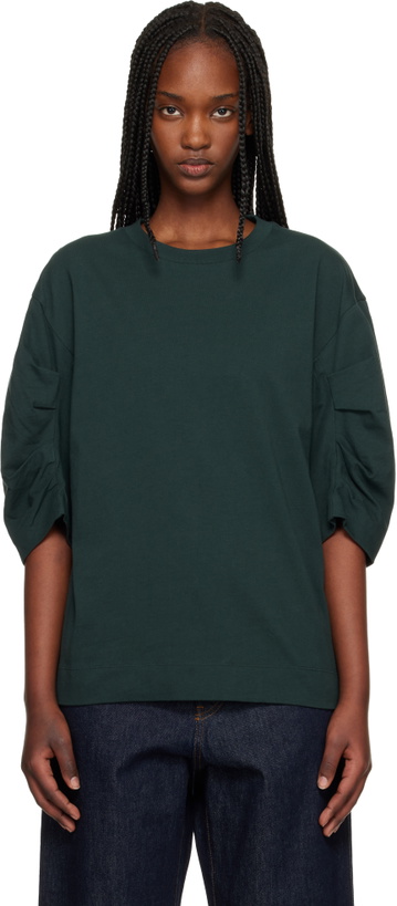 Photo: Dries Van Noten Green Pleated Sleeve T-shirt
