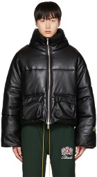 Rhude Black Embossed Faux-Leather Puffer Jacket