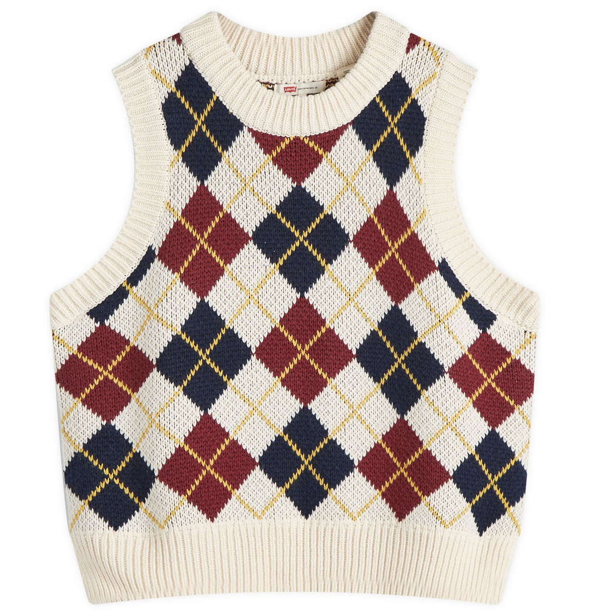 Levi's Women's Knitted Argyle Vest in Blue Levi's Red Levi's Women's Knitted Argyle Vest in Blue Levi's Red