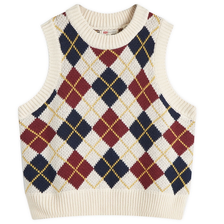 Photo: Levi's Women's Knitted Argyle Vest in Blue