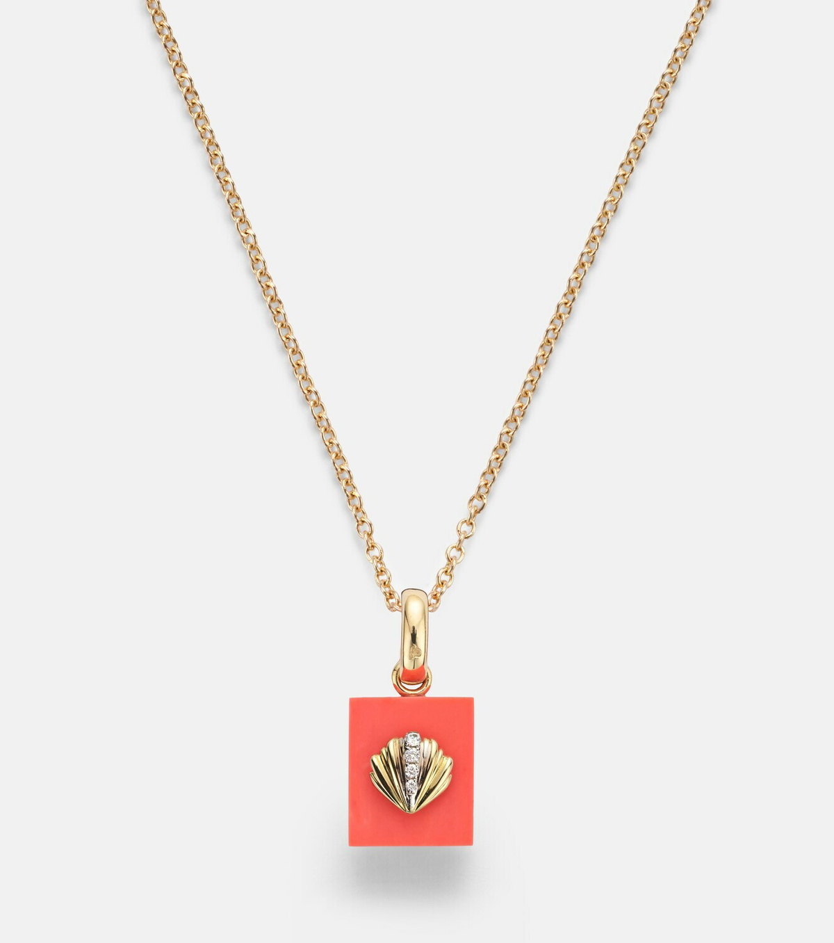 Yvonne Léon Coquillage and Le Cubo 9kt gold single earring and pendant set with diamonds