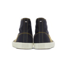 Maison Margiela Navy Canvas Embroidery Tabi High-Top Sneakers