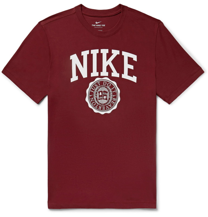 Photo: Nike - Sportswear Logo-Print Cotton-Jersey T-Shirt - Burgundy