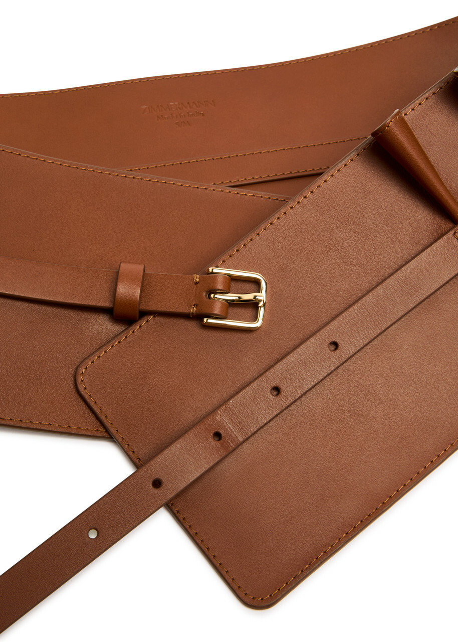Zimmermann Parasol Folded Leather Belt Tan