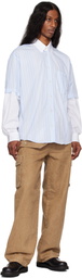 le PÈRE Blue & White Detached Sleeve Button Down Shirt