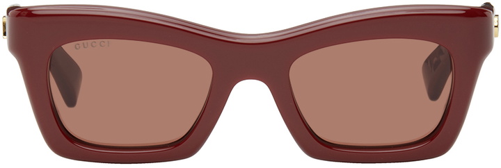 Photo: Gucci Burgundy Rectangular Sunglasses